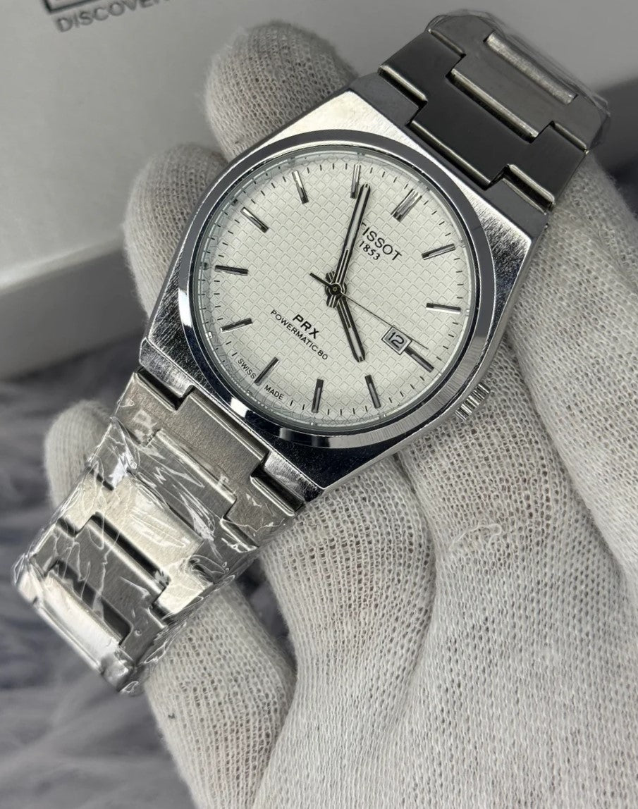 Tissot PRX Chain Watch White & Silver
