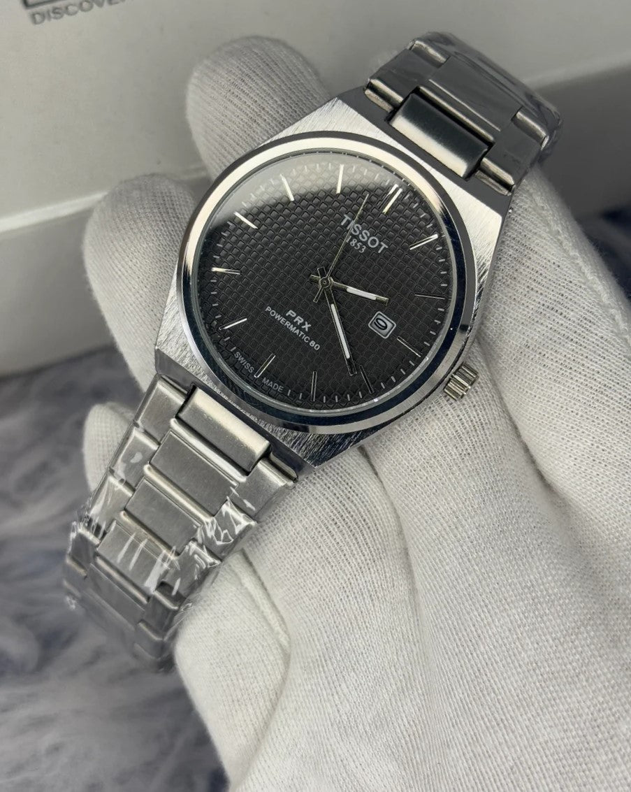 Tissot PRX Chain Watch Black & SIlver Dial