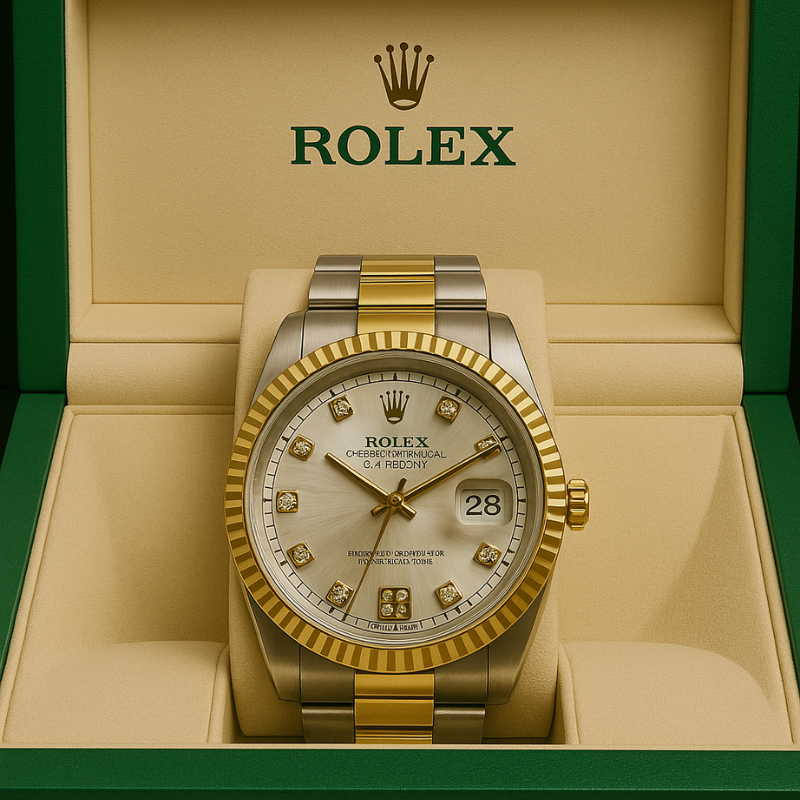 Rolex Semi-Auto Watch – Two-Tone White Dial