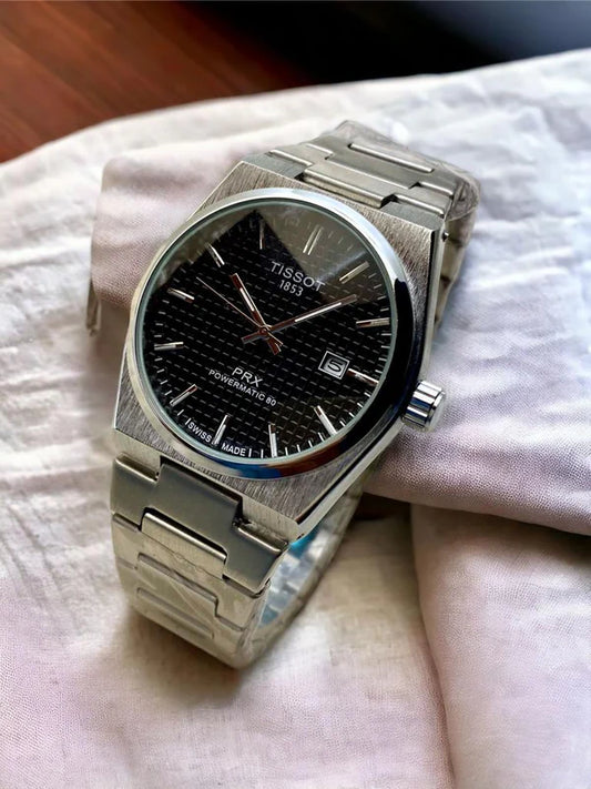 Tissot PRX Luxury Watch – Silver with Black Dial