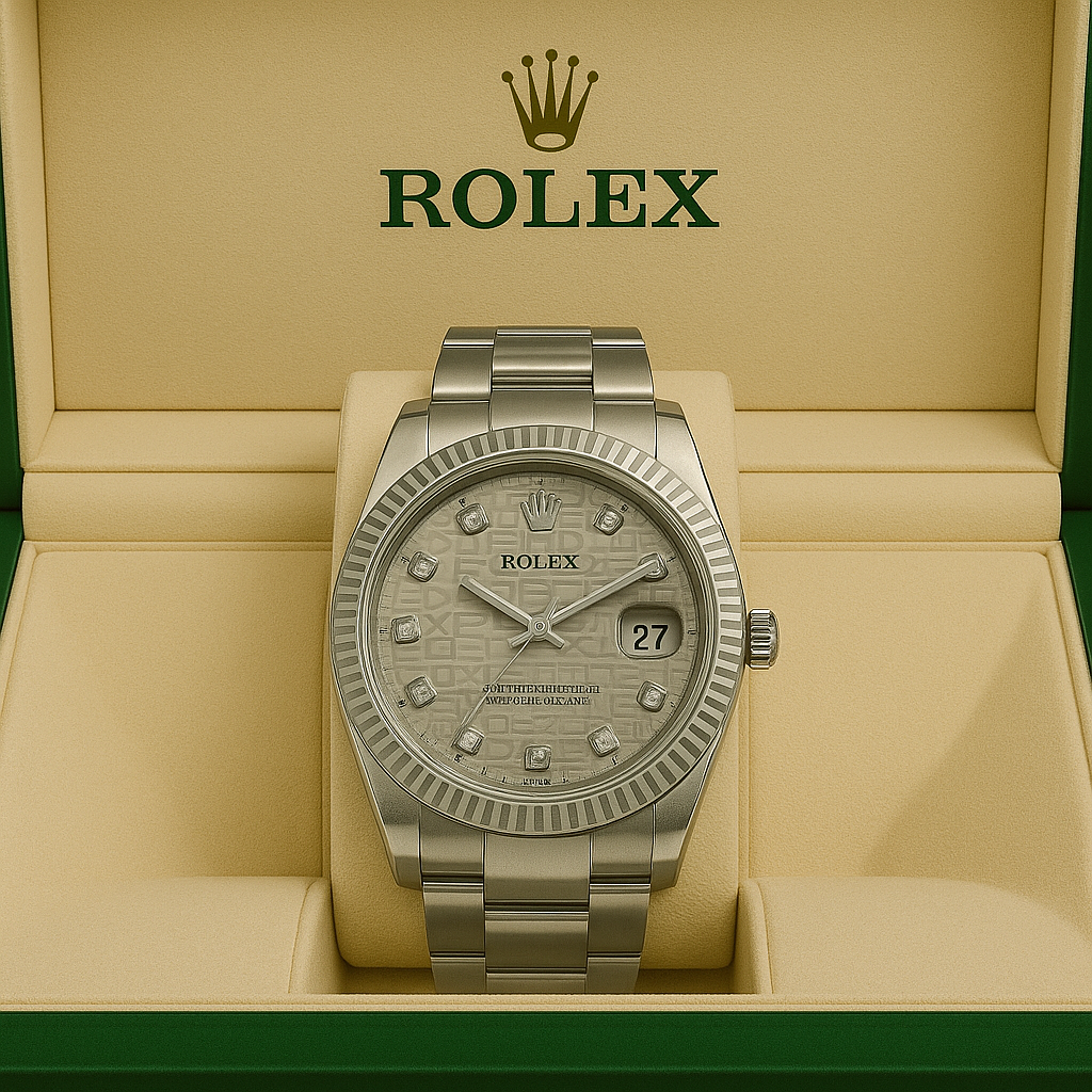 Rolex Semi-Auto Watch – Silver with Black Dial