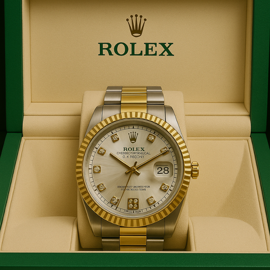 Rolex Semi-Auto Watch – Two-Tone White Dial